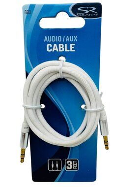 Solaray 3 Ft 3.5Mm Stereo Audio Aux Cable White